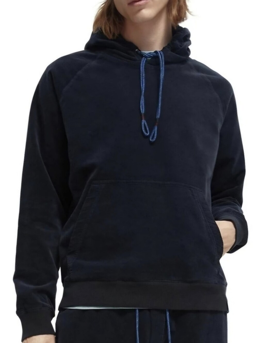 Scotch & Soda Amsterdam Mens Navy Blue Corduroy Hoodie Sweatshirt